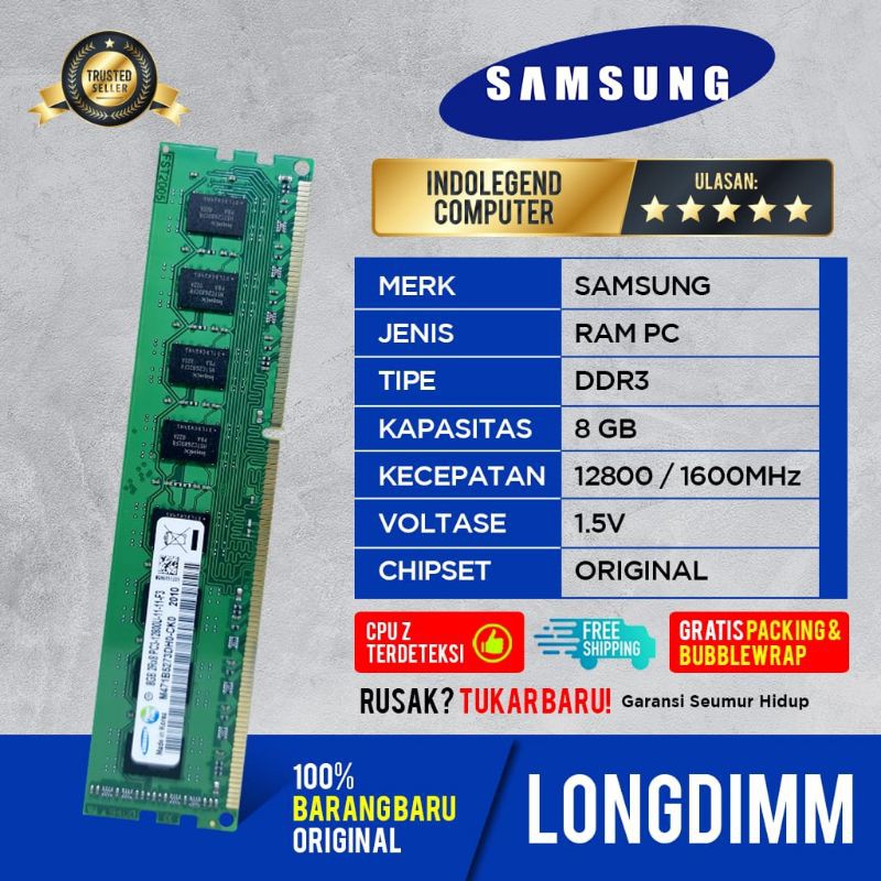 SAMSUNG DDR3 8GB PC12800 1600mhz LONGDIM