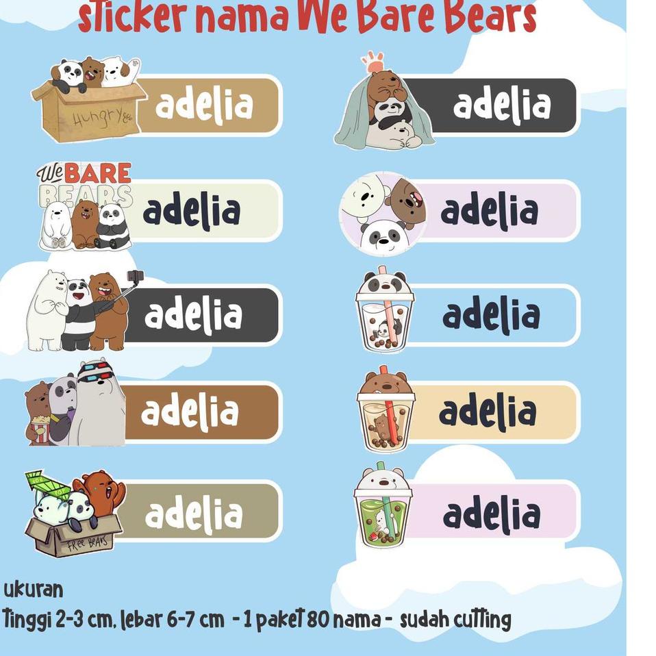 

Big Sale.. Sticker nama We Bare Bears