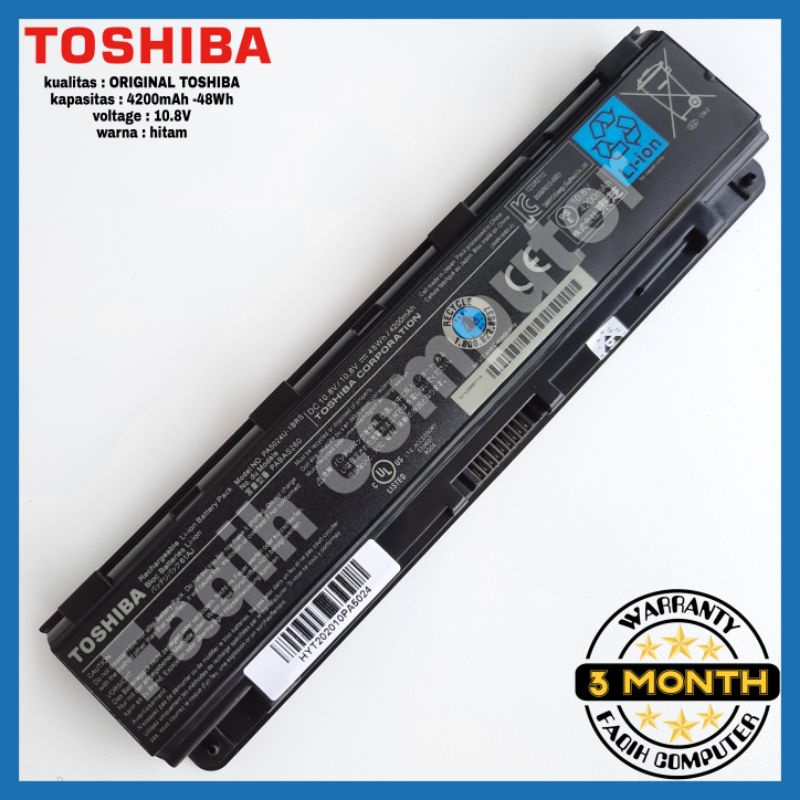 ORIGINAL Baterai Laptop Toshiba Satellite C800 C840 C845 C850 PA5024U PA5024U-1BRS