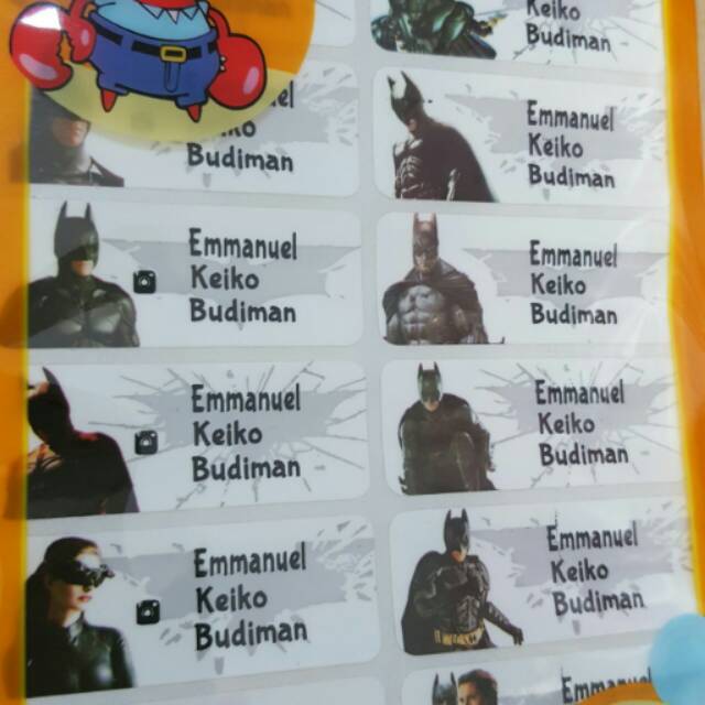 

Label sticker nama sticker waterproof batman