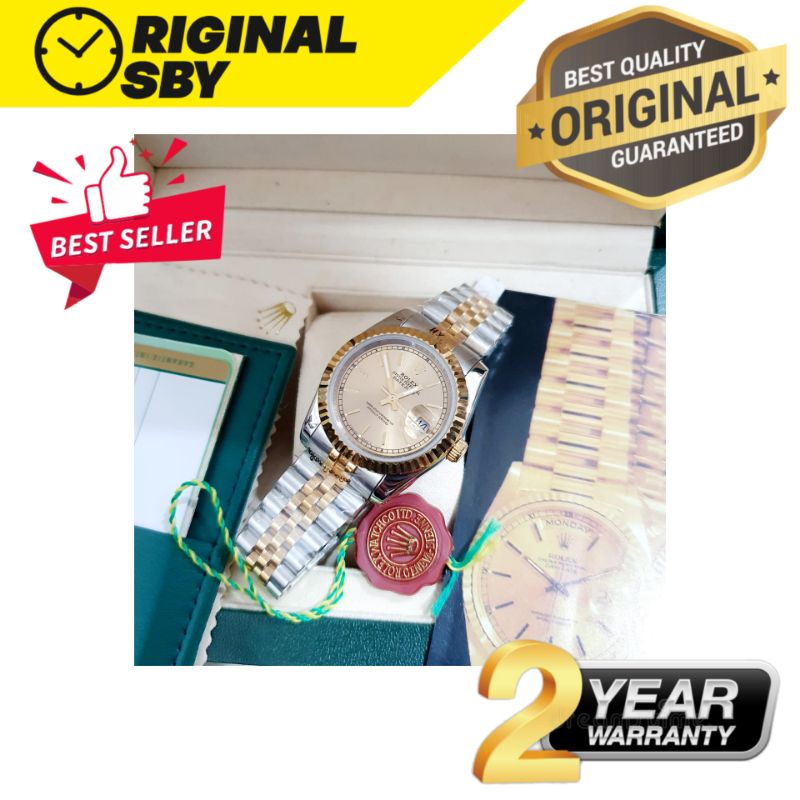 Obrall JAM TANGAN PRIA WANITA | RANTAI | KULIT | KARET | MURAH | rolex oyster metic - silver kombi g