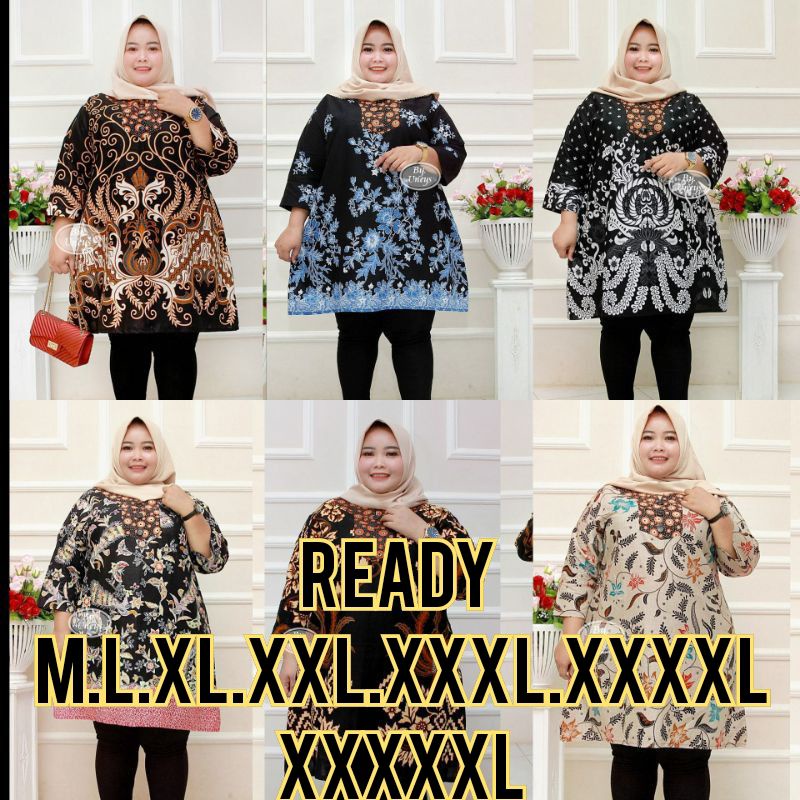 ATASAN BATIK SUPER BIG SIZE XXXXL TUNIK KANTORAN TERBARU JUMBO LD 140