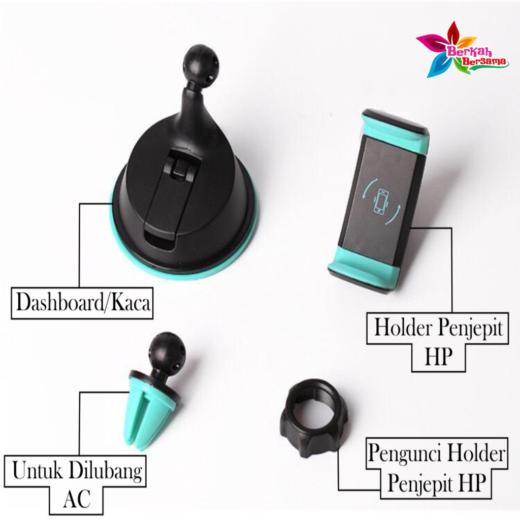 JXCH 2in1 Holder mobil HP car Holder Stand Dashboard AC KACA GPS universal phone 360 derajat BB2756