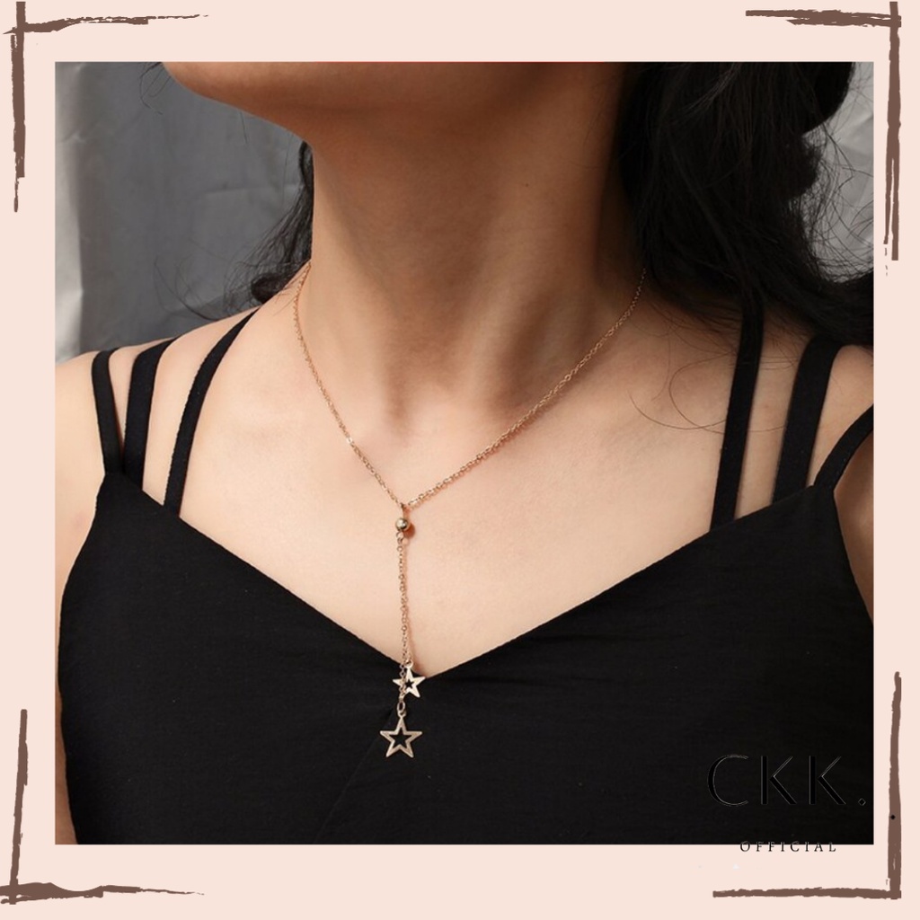 ➰CKK➰ K18 Kalung Wanita Import Korea Kalung wanita liontin bintang bolong kalung Import KOREA murah