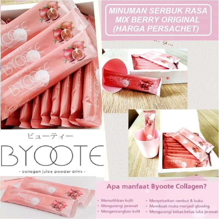 Byoote Collagen Original 1 Box BPOM 16 Sachet Pemutih Badan Alami Herbal Serbuk  Halal