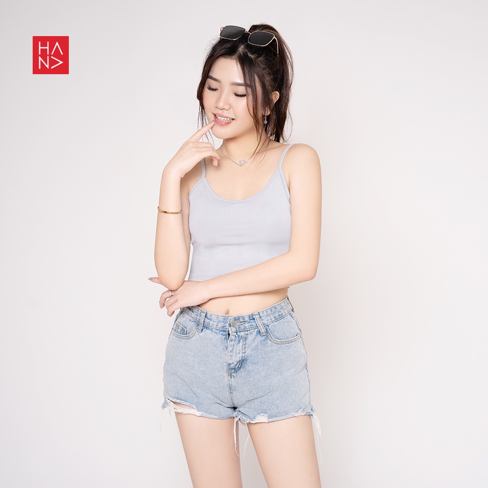 (COD) HanaFashion - Aurora Basic Tank Top Crop S - XL Wanita - TT035-Light Grey