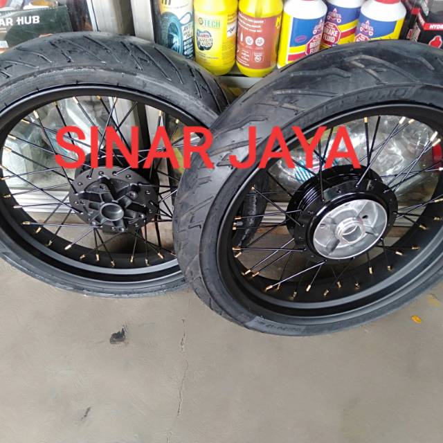 Sepaket velg jari ring 17 215 250 300 350 plus ban scorpio verza vixion cb150r gl tiger primus byson