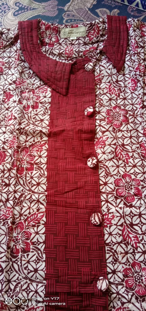 Blouse Dan Kemeja Batik Cap Lengan 3/4 / Seragam Kantor Size M L Xl Xxl 4l 5l