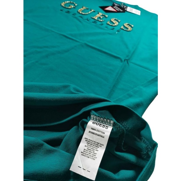 Kaos tshirt guess glitter logo timbul realpict