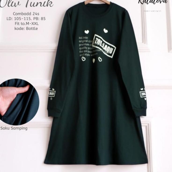 Bagus Banget.. Kalalova Olive Tunik Kaos Combed Halus Nyaman Dipakai Original. Zolaqu Kaos Tunik Imp