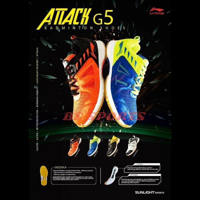 Dijual SEPATU BADMINTON LINING ATTACK G5 ORIGINAL 100% terbaik