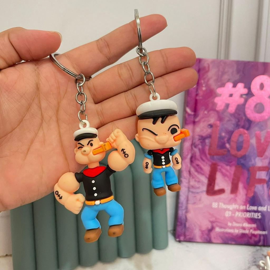 Gantungan Kunci Popeye Cute Lucu / Keychain Popeye Best Quality Import Imut Unik Hadiah Kado Gantungan Fancy bisa Grosir dan COD