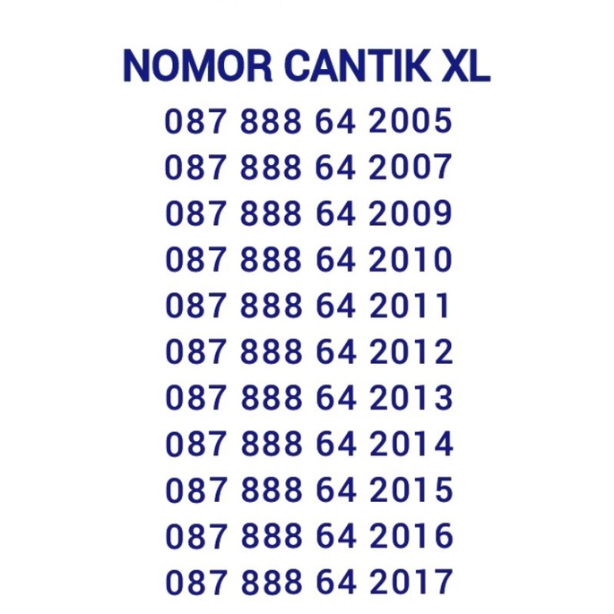 NOMOR CANTIK XL SERI TAHUN