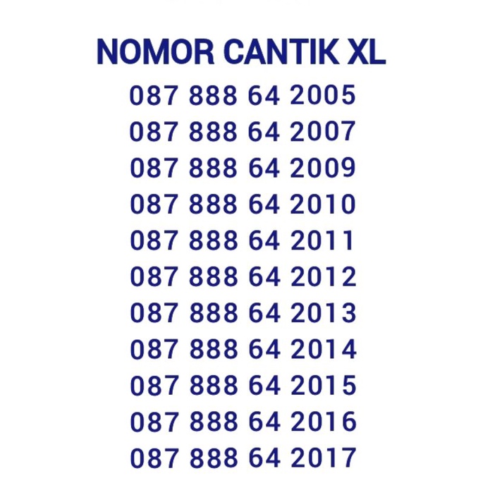 NOMOR CANTIK XL SERI TAHUN / KARTU PERDANA XL SERI TAHUN