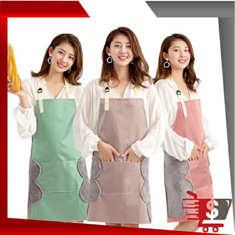 BPT - H8017 Celemek Anti Air / Apron Waterproof Bisa Lap Tangan / Celemek Garis Awan Waterproof