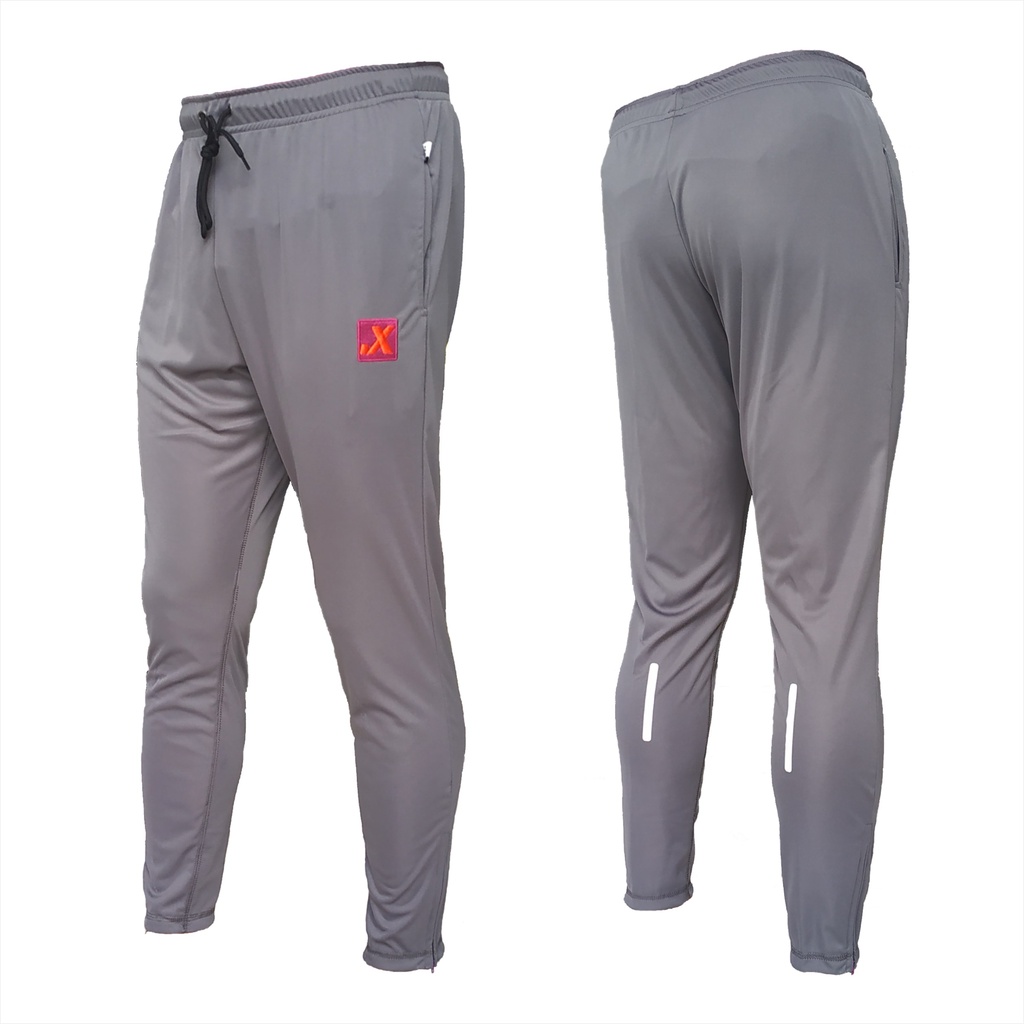 Celana Training CT 259 Abu strip silver Slim FIt Track Pants Olahraga Pria Wanita Sport