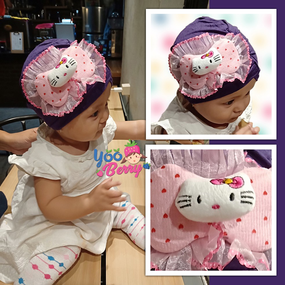 Berry Mart Turban Kaos Bayi Anak Muslim Topi Fashion Bayi Lucu Karakter Kitty Berry Mart