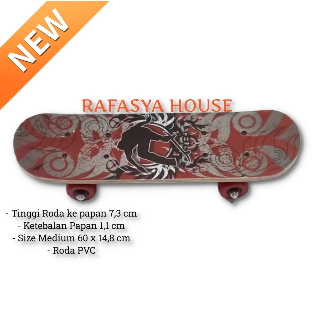 Mainan Skateboard Full Set Medium Kids Kayu Canada Papan Roda PVC 024-06 1705