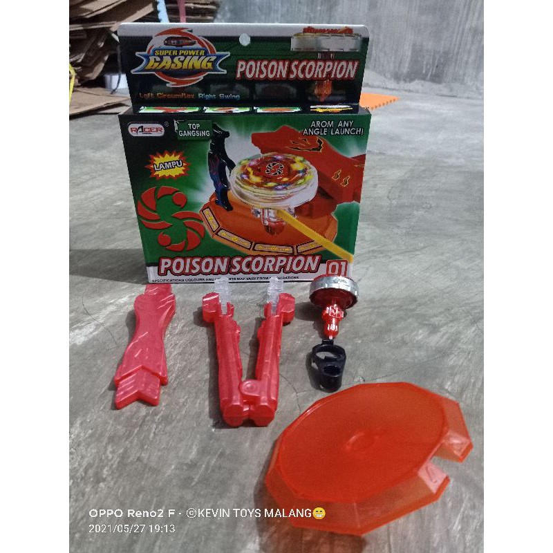 200201-4L mainan anak edukasi gasing tarik poison scorpion / mainan gangsing tarik plus arena