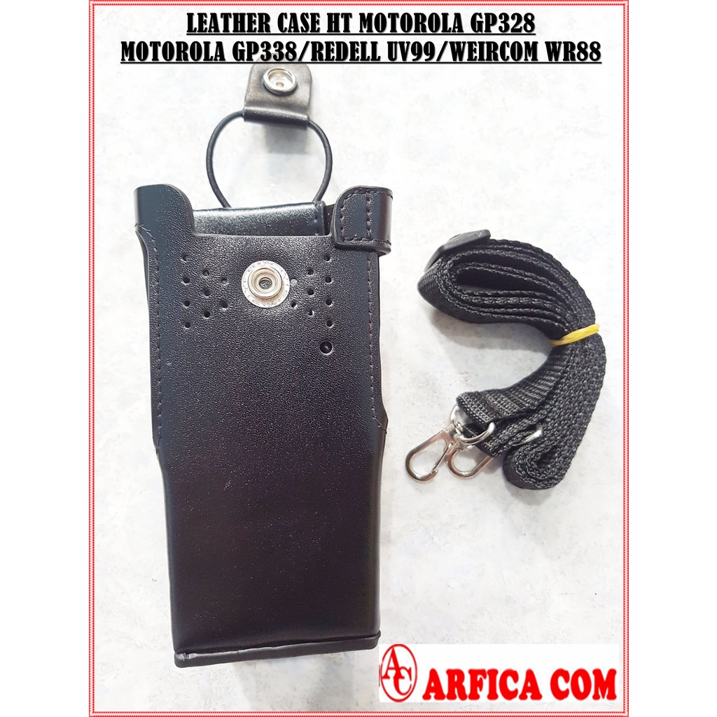 LEATHER CASE HT MOTOROLA GP 328 GP 338 REDELL UV 99 UV99 ICOM V86 WR88