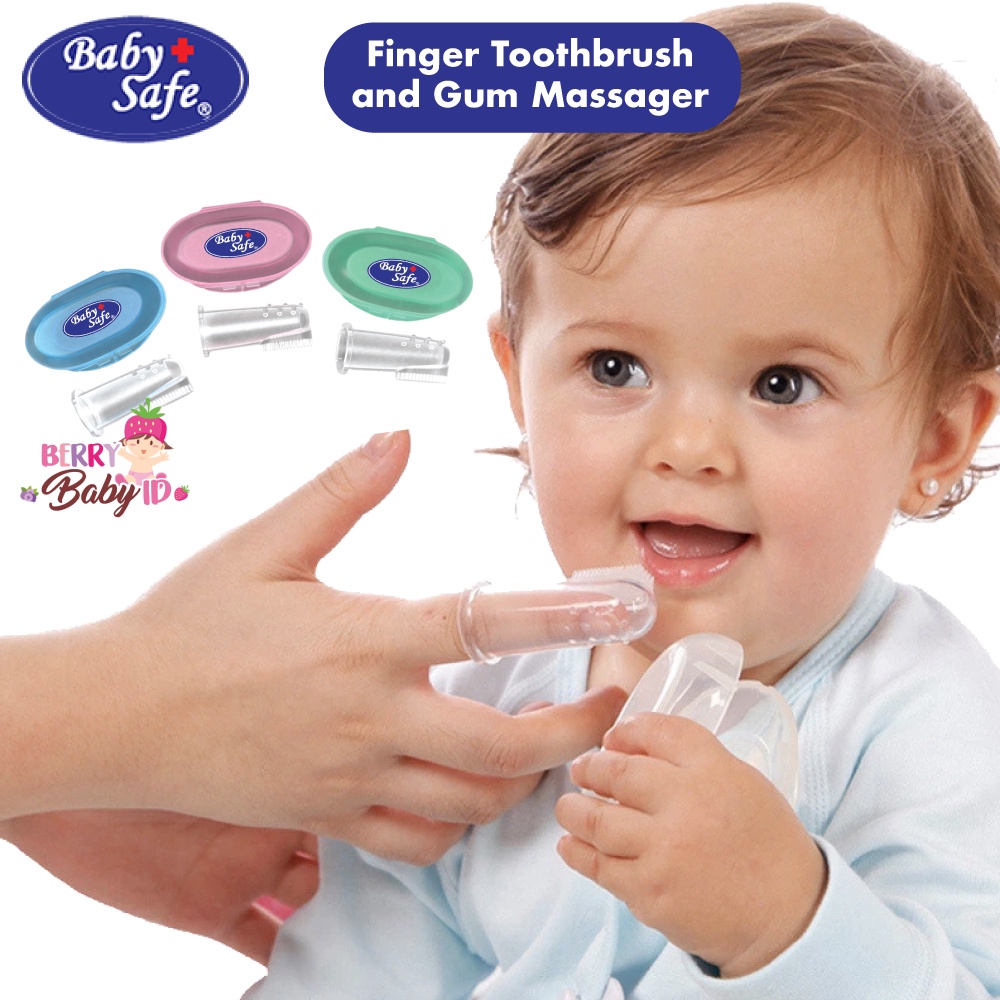 Baby Safe Finger Toothbrush dan Gum Massager Sikat Gigi Bayi Silikon BBS061 Berry Mart