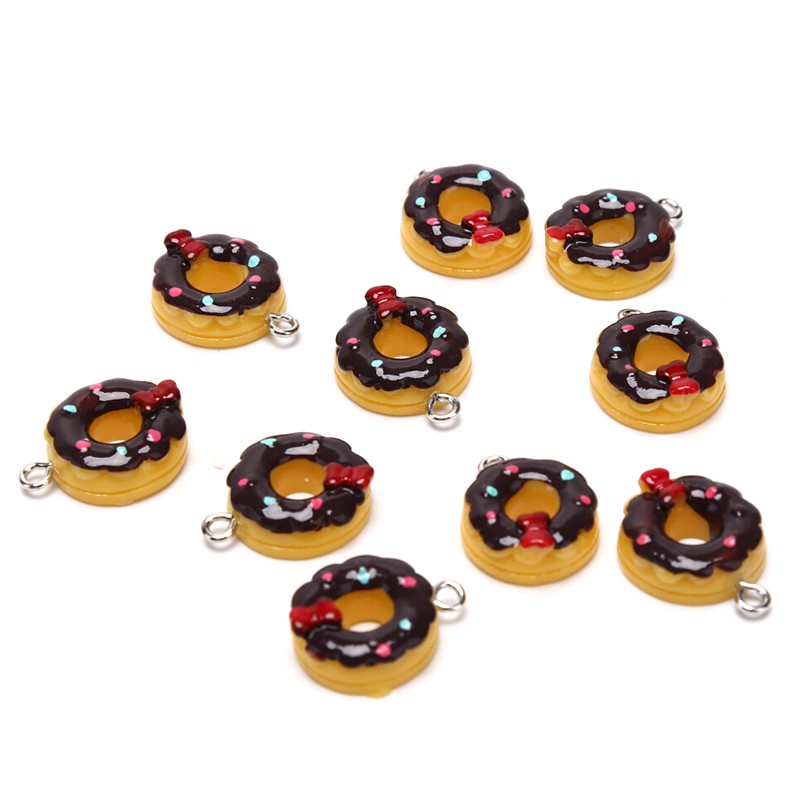 Hbid 10Pcs / Set Liontin Bentuk Donat Bahan Resin Untuk Membuat Perhiasan DIY