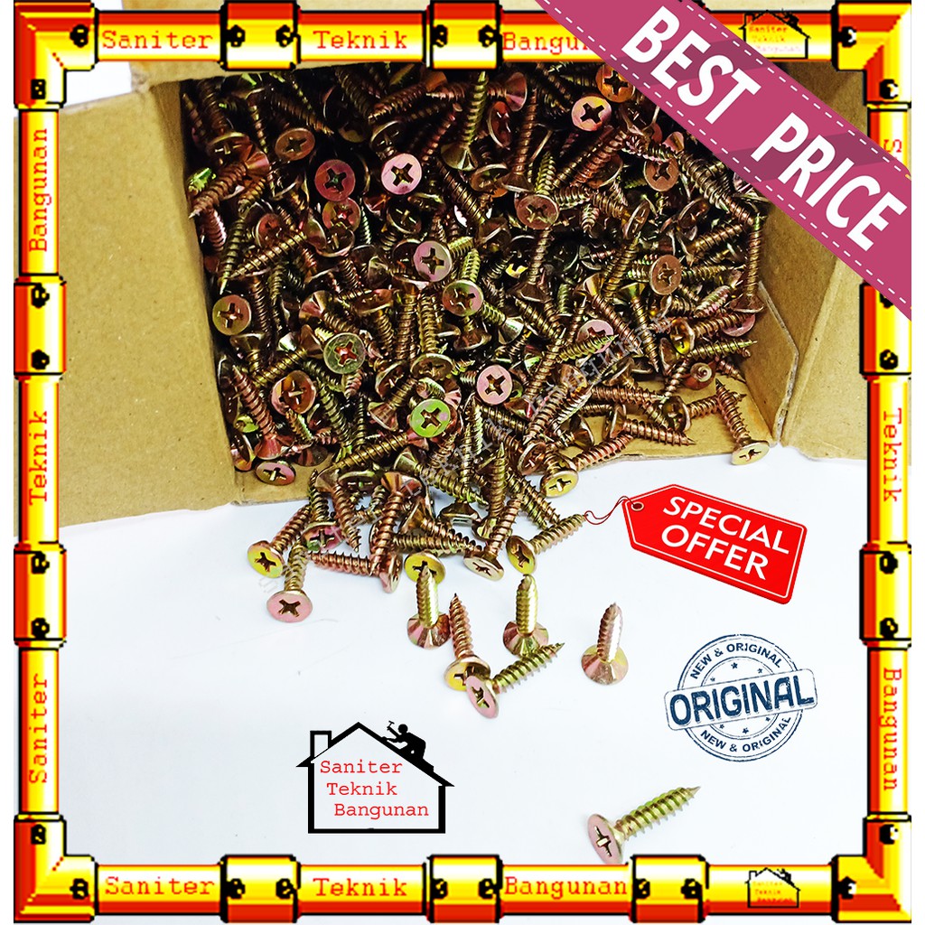 Skrup GRC Kuning Zolo 6 X 3.4 Inch-Sekrup-Baut ( 20 PCS )