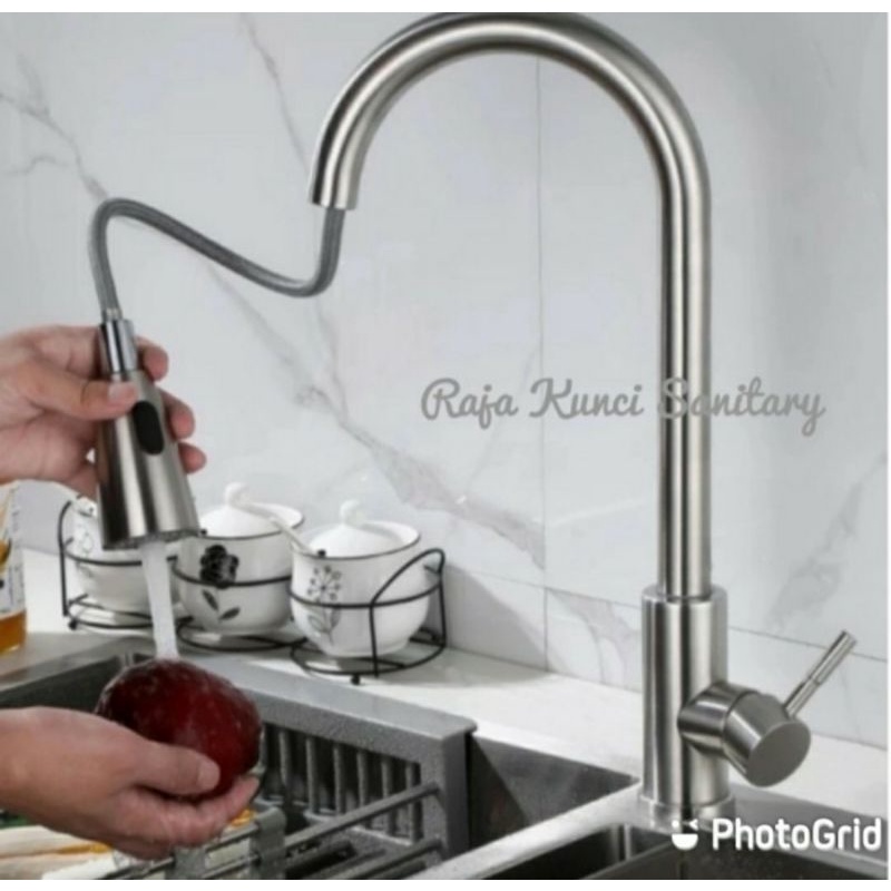 Paket Lengkap Kitchen Sink BOLZANO VENICE 8050 + Kran Tarik Stainless SUS 304  Panas Dingin/Dingin