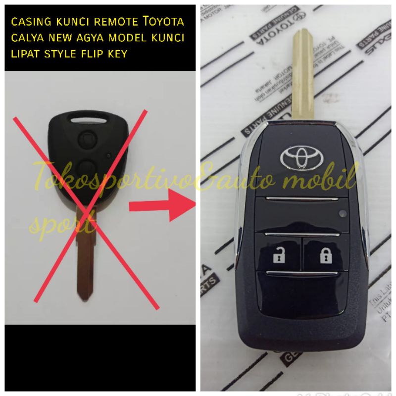 Casing kunci remote mobil Toyota calya new agya model style kunci lipat filp key pengganti kunci old