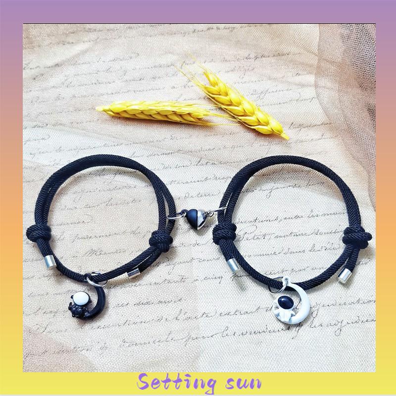 2Pcs Gelang Magnetik Pasangan Astronaut Uniseks Bintang Hadiah Perhiasan Fashion TN