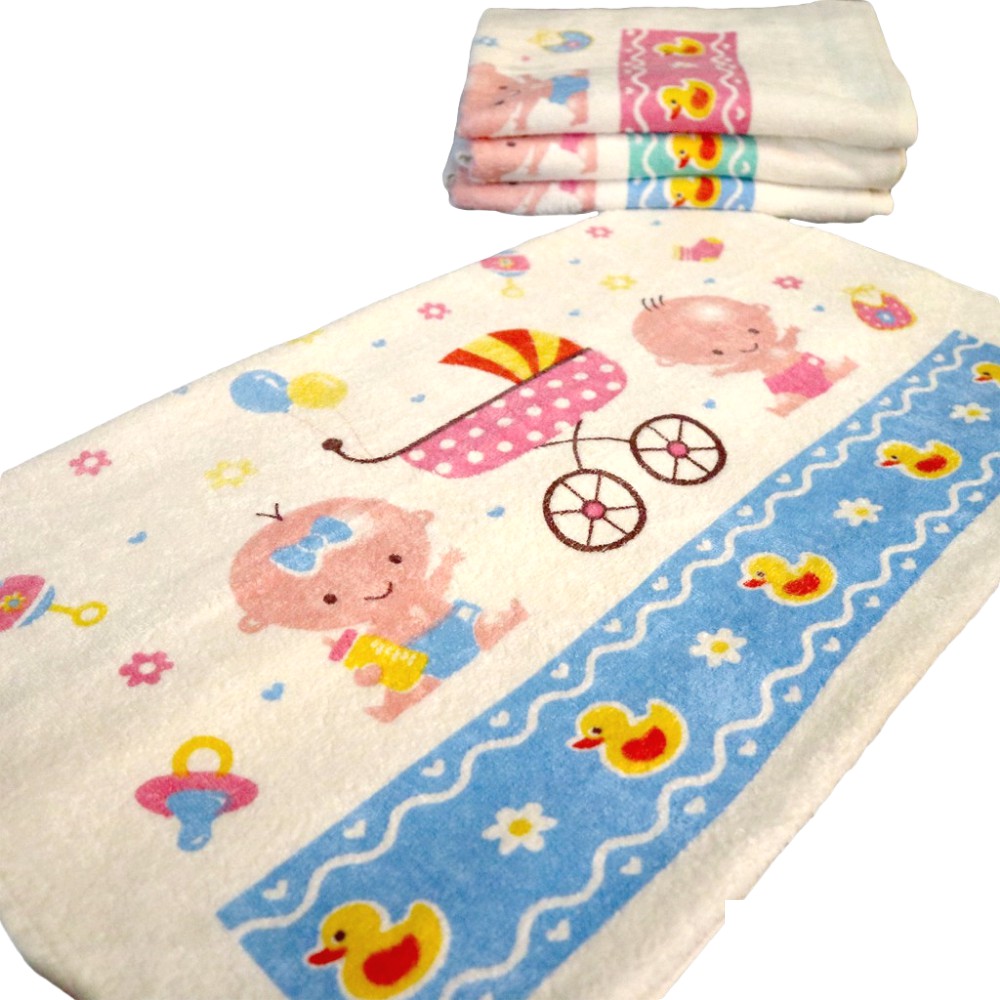 Chalmer Handuk Bayi Karakter / Baby Towel 60x120cm-Cute Baby Blue