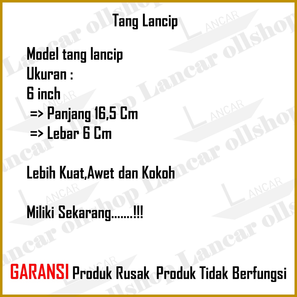 Tang Lancip 6 inch / Tang Lancip Kombinasi