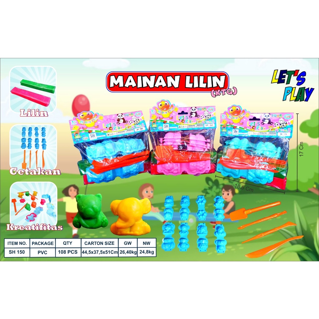 SH150 - Mainan Lilin Dan Cetakan Hewan Hewan Kemasan Kantong PVC SH 150