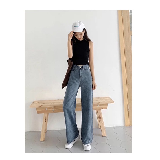 [CLEARANCE SALE] JEANS HIGHWAIST  CELANA PANTS WANITA CEWEK CULLOTE HW BAGGY DENIM MX815