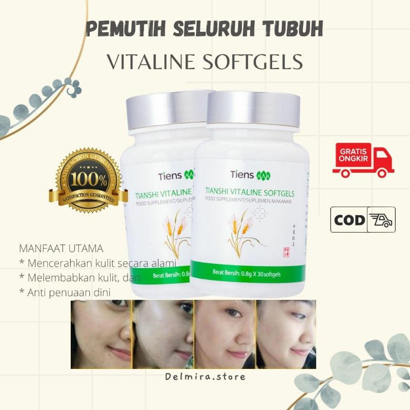 VITALINE SOFTGEL TIENS PEMUTIH TUBUH VITAGEL SOFTGELS OBAT PIL KAPSUL PEMUTIH BADAN PENCERAH BADAN P