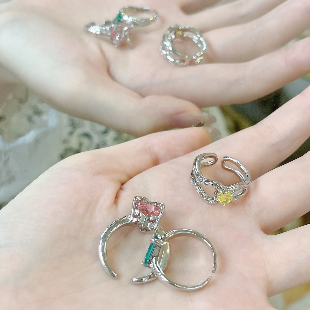 Cincin Bentuk Hati Dan Kupu-Kupu Gaya Harajuku