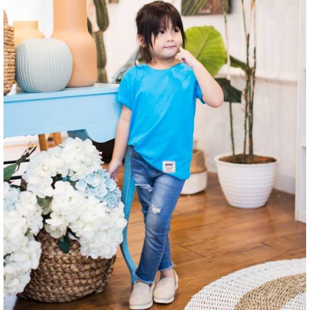 KAOS POLOS  PENDEK ANAK BIRU LANGIT