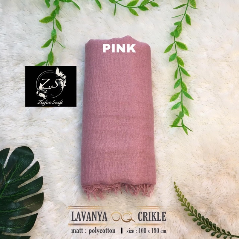 HIJAB Best Seller PASHMINA CRINKLE / CRINCLE - PASHMINA CUTTON CRINKLE / NEGRO / KUSUT-Pink