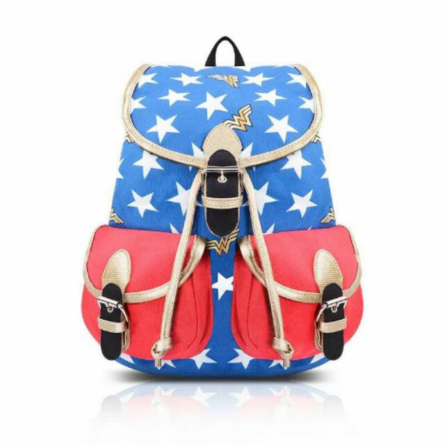 Backpack tas wonder woman bag cosplay kanvas tas sekolah bintang stars