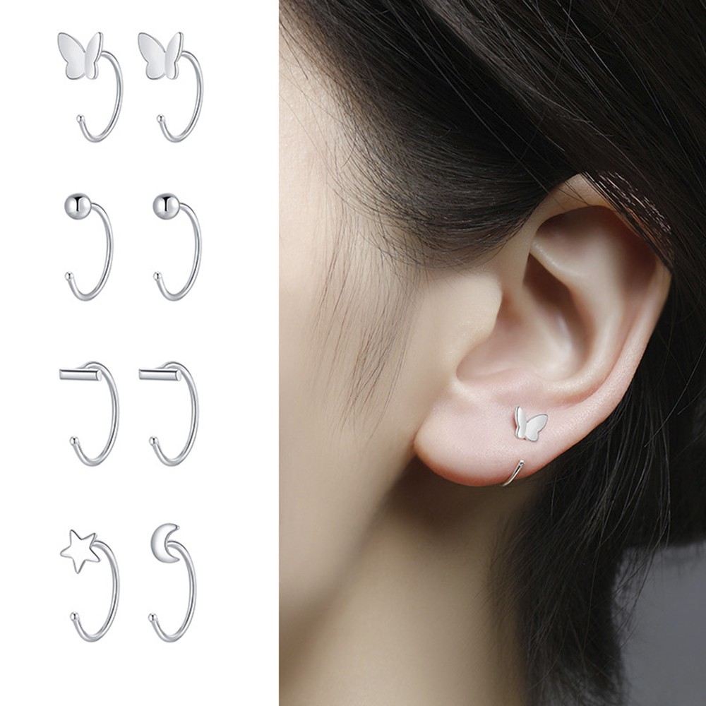 【COD Tangding】Butterfly Ball Heart Moon Star Shape Earrings Korea Fashion Accessories Jewelry