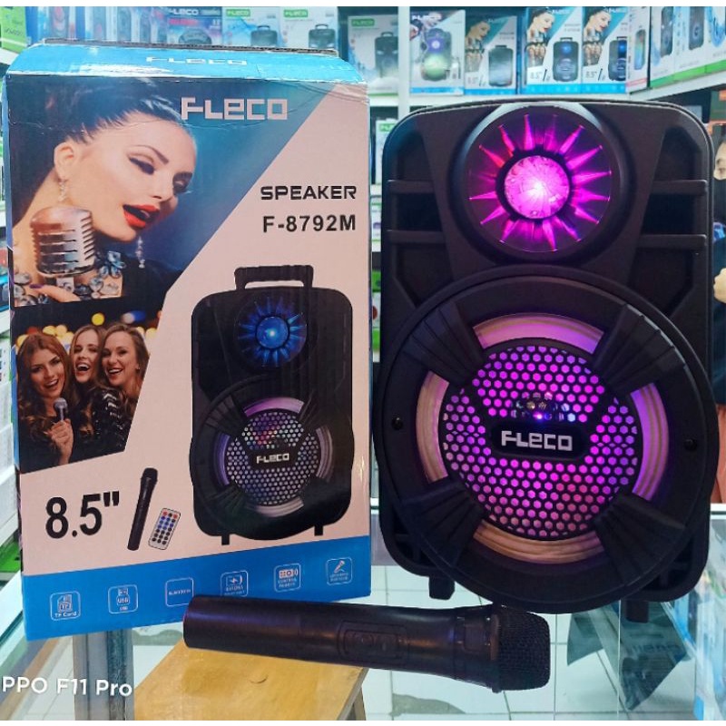 NEW Speaker Fleco F-8792 M/F-8791M UK. 8'5 INCH Free MIC Wireless Tanpa kabel