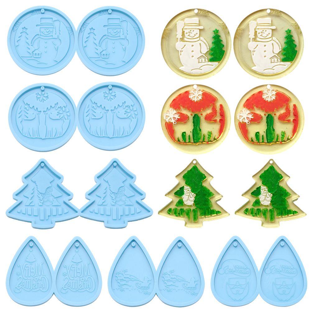 R-flower Chiristmas Earring Cetakan Menjuntai Handmade Santa Claus Merry Chiristmas Jewelry Making Tools Cetakan Silikon Resin