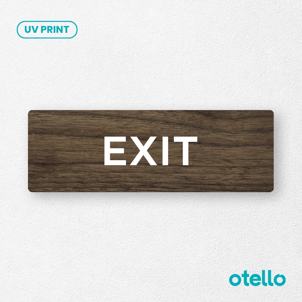 Otello - Sign Exit Jalan Keluar Tanda Sign Board Kayu Print Wood Papan Nama Ruangan Label Sticker Tempel Dinding Timbul