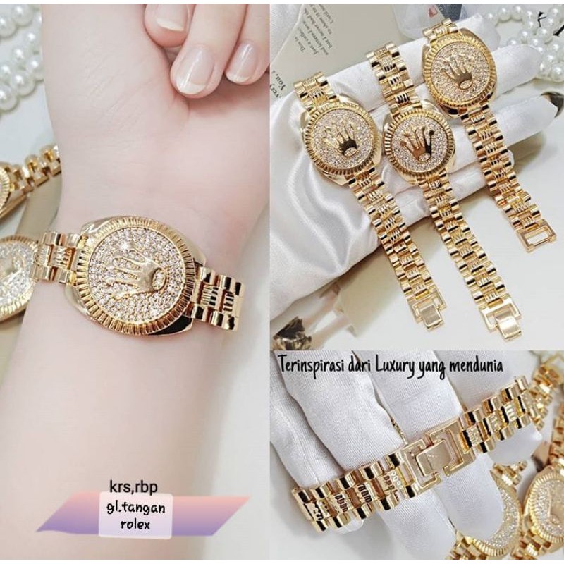 Gelang tangan kualitas premium lapis mas 18,22k model jam ,awet,tahan lama