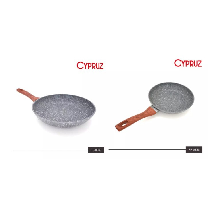 Wajan Anti Lengket Cypruz FP 0642 Fry Wok Wajan Grey Marble Induksi 26cm