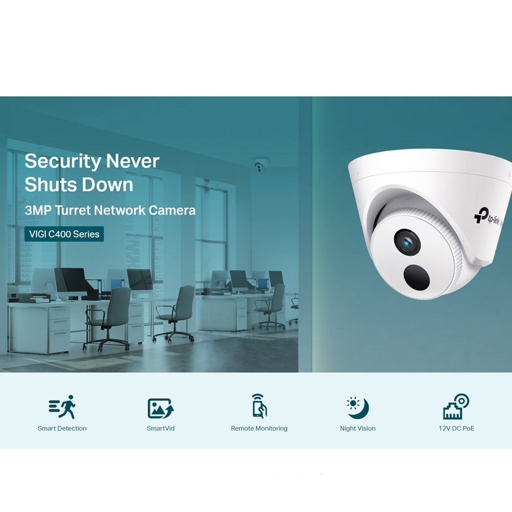 Tp-Link VIGI C400HP-2.8 Onvif 3MP 2.8mm Indoor Turret Network Camera