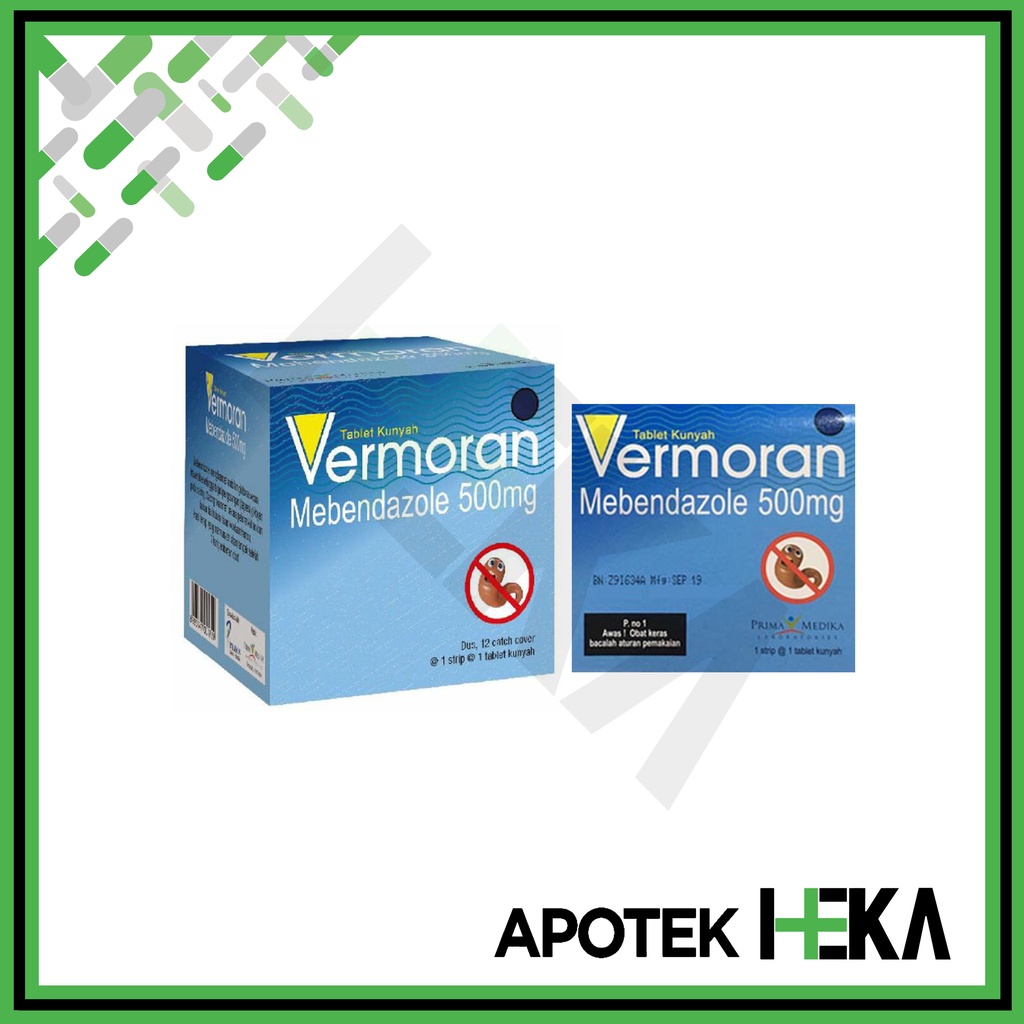 Vermoran 500 mg Box isi 12x1 Tablet - Mebendazole Obat Cacing (SEMARANG)