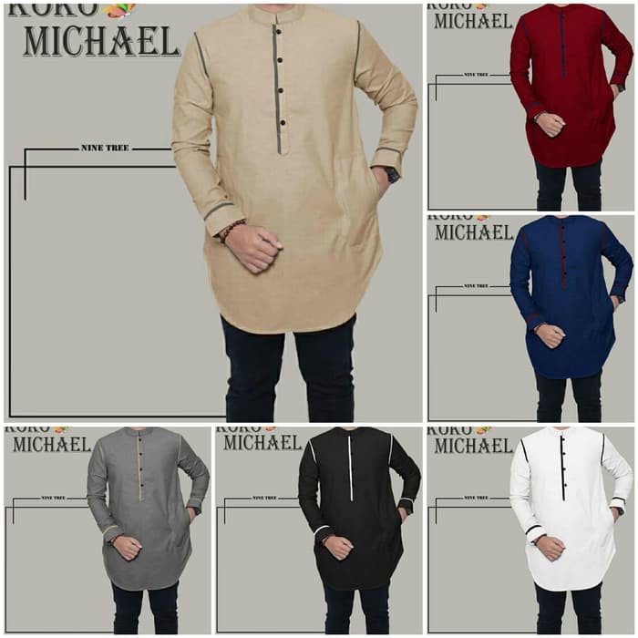 Baju Muslim Pria Tanah Abang Online Modern Tangan Lengan Panjang Slimfit Navy Zyan Biru Dongker OT