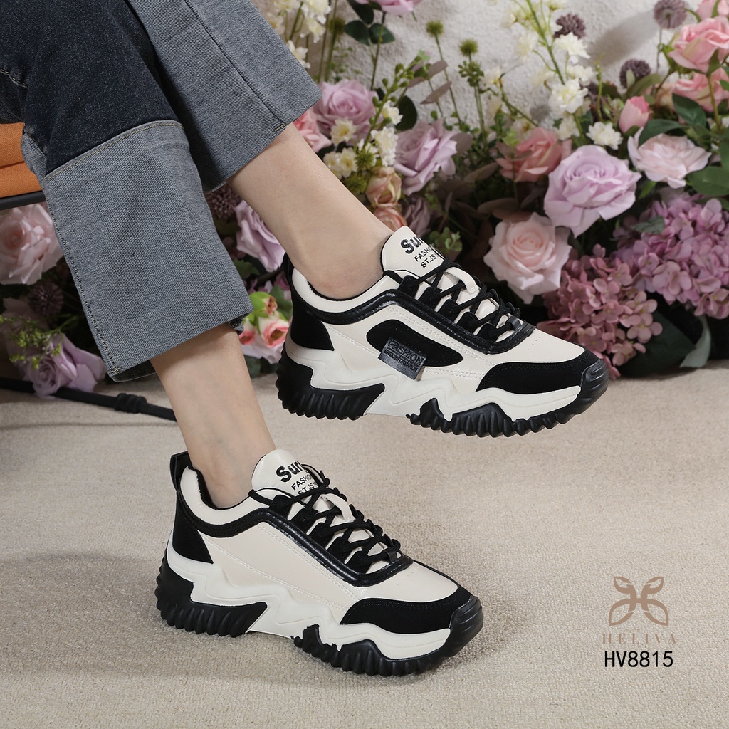 HELIVA TITANIA Sneakers Sport Tali Anti Slip Shoes Sol 5,5cm Bahan Kulit HV8815 Original Brand