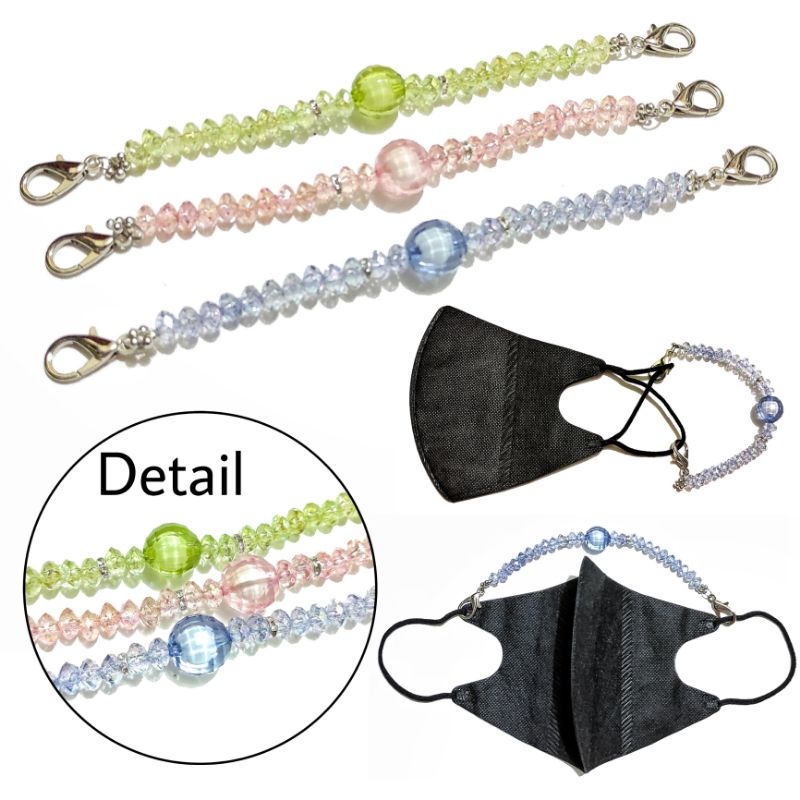 Konektor Masker Hijab Mask Connector Strap Extender Shania Crystal Diamond Series